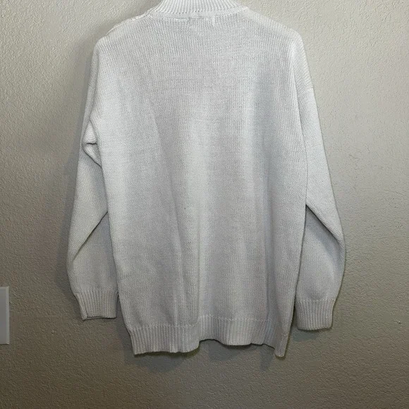Just‎ SASHA Women M Turtleneck Sweater Chunky Knit Cable Ivory White Boho Cotton - Picture 4 of 4